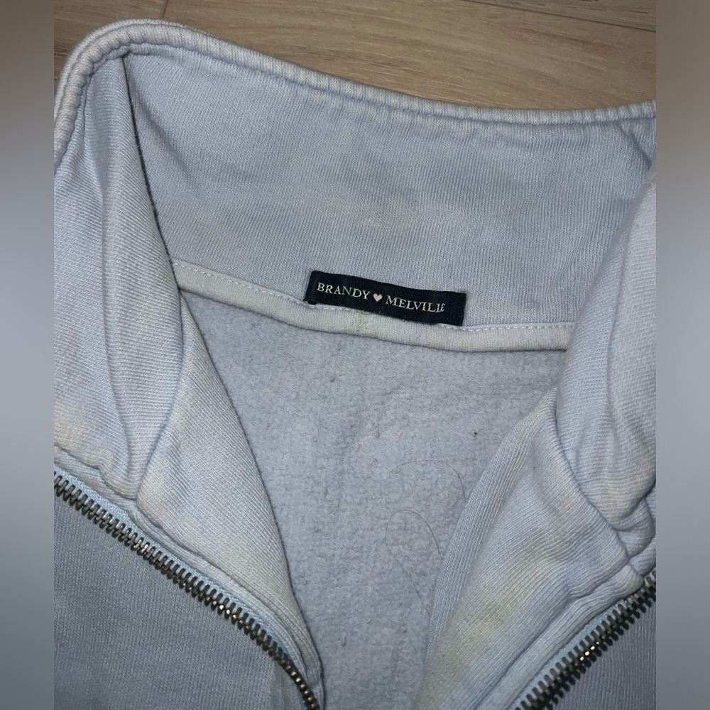 FINAL HOURS! Brandy Melville Half Zip Light Blue Super Comfy SWEATSHIRT - Picture 3 of 4